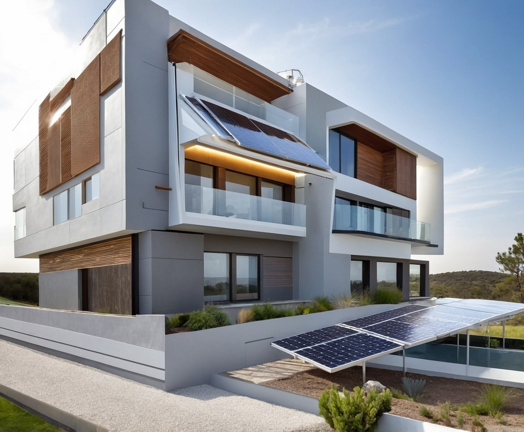 Instalación de paneles solares en edificio